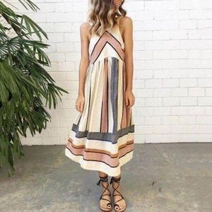 Stripe A Line Maxi Dress